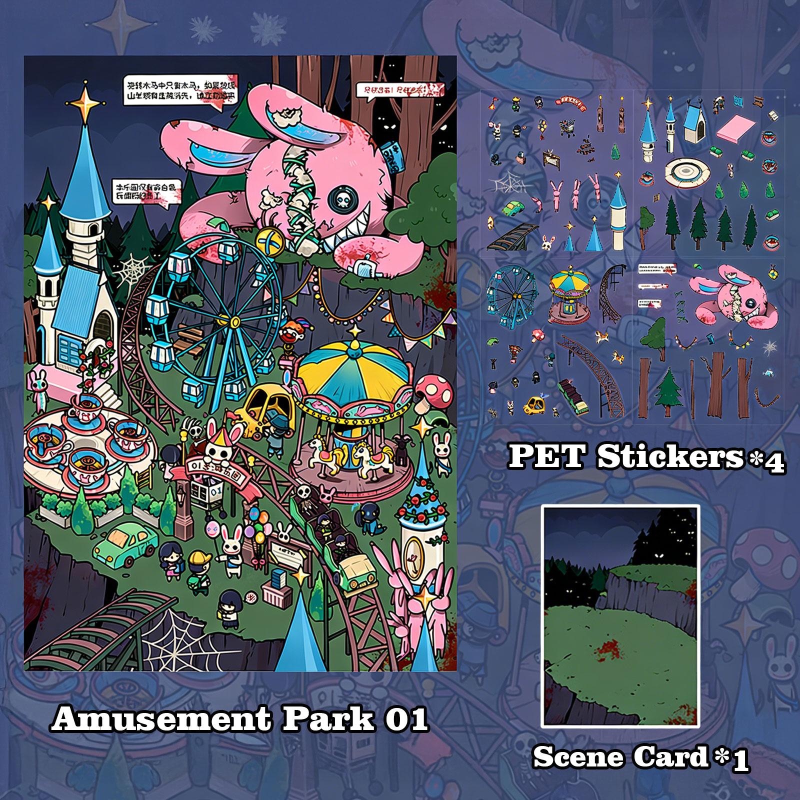 Twisted Fairy Tale Series – 3D Scene Sticker Kit,DIY Dark Diorama for Room Decor & Display,Horror Aesthetic Gift for Alt & Dark Art Lovers,PET Sticker Set