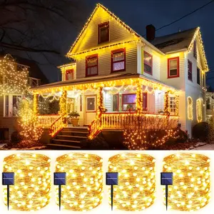 2-Pack 160ft Solar String Lights - Outdoor String Lights with 400 LEDs, Perfect for Gardens, Patios, Tree Decorations - Great for Christmas, Weddings, and Parties (Warm Light)