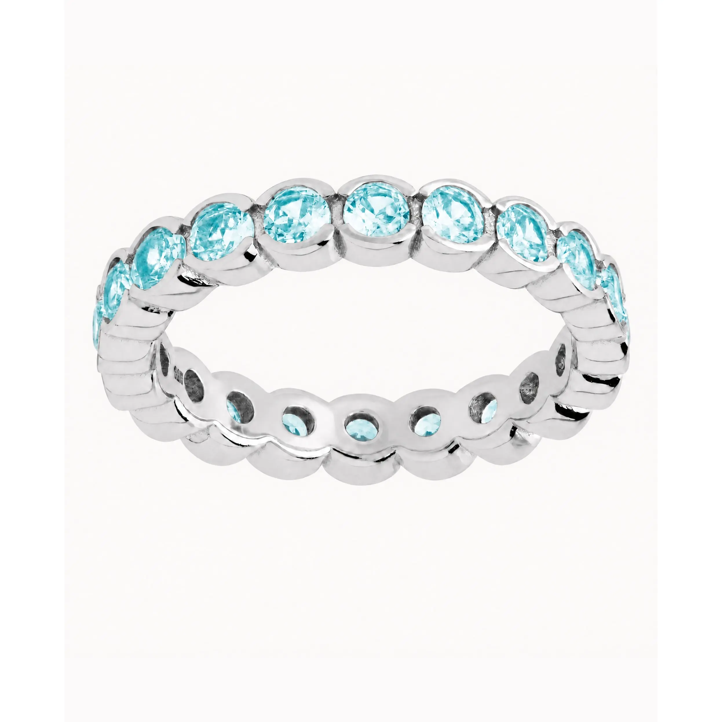 Sterling Silver Aquamarine Helene Bezel Eternity Band Ring Sterling Silver Aquamarine Helene Bezel Eternity Band Ring
