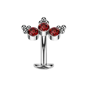 Threadless Convex Base CZ Crystal Curve with Ball Clusters Floating Belly Button Ring - F136 Implant Grade Titanium