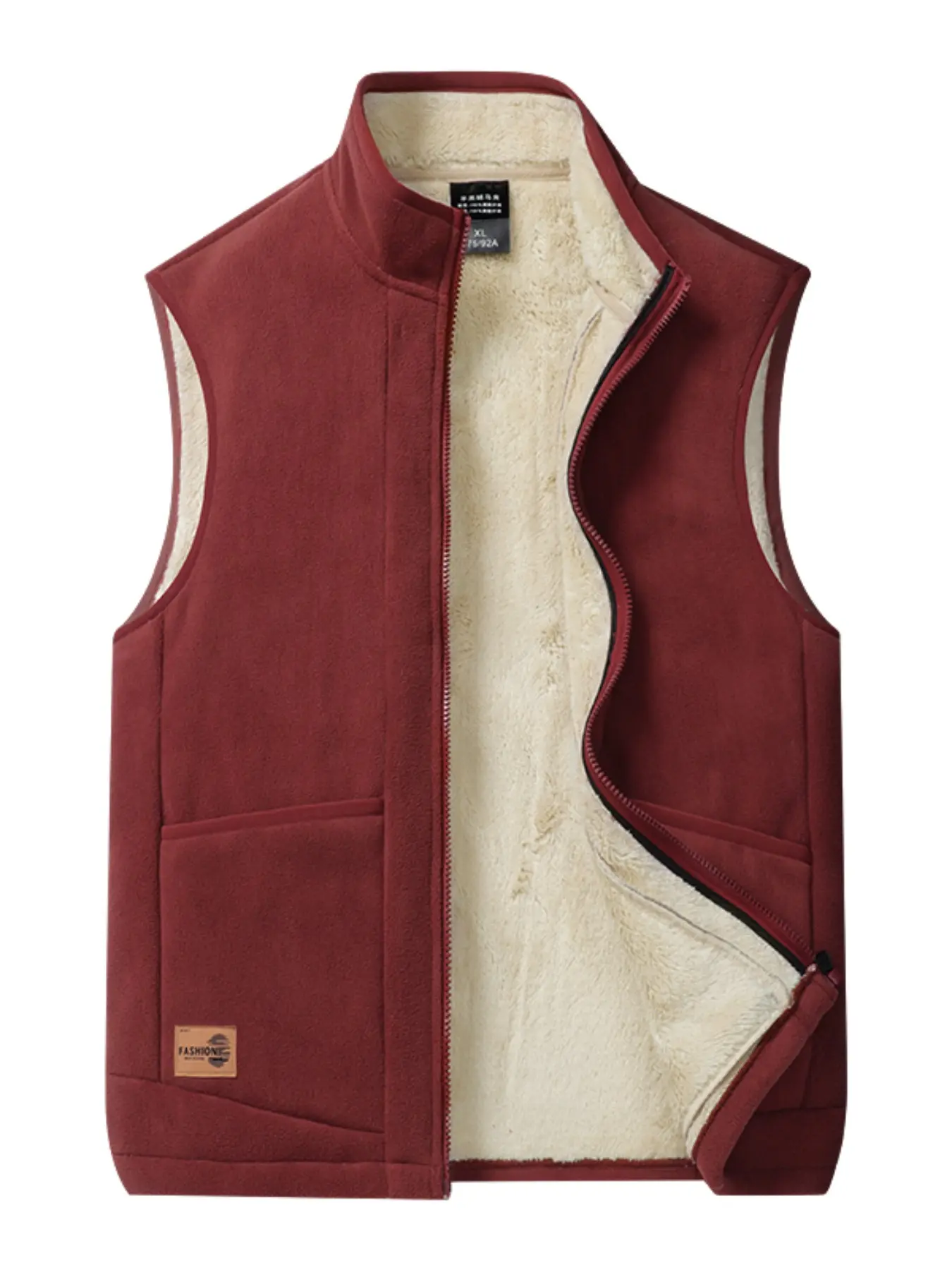 Men's Fleece Lined Vest, Warm Stand-Up Collar Sleeveless Jacket, Lightweight Casual Fall Winter Down Lining Waistcoat Gilet, Ideal for Outdoor & Daily Wear, Loose Sleeveless Vest
