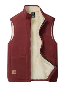 Men's Fleece Lined Vest, Warm Stand-Up Collar Sleeveless Jacket, Lightweight Fall Winter Down Lining Waistcoat, Ideal for Outdoor & Daily Wear