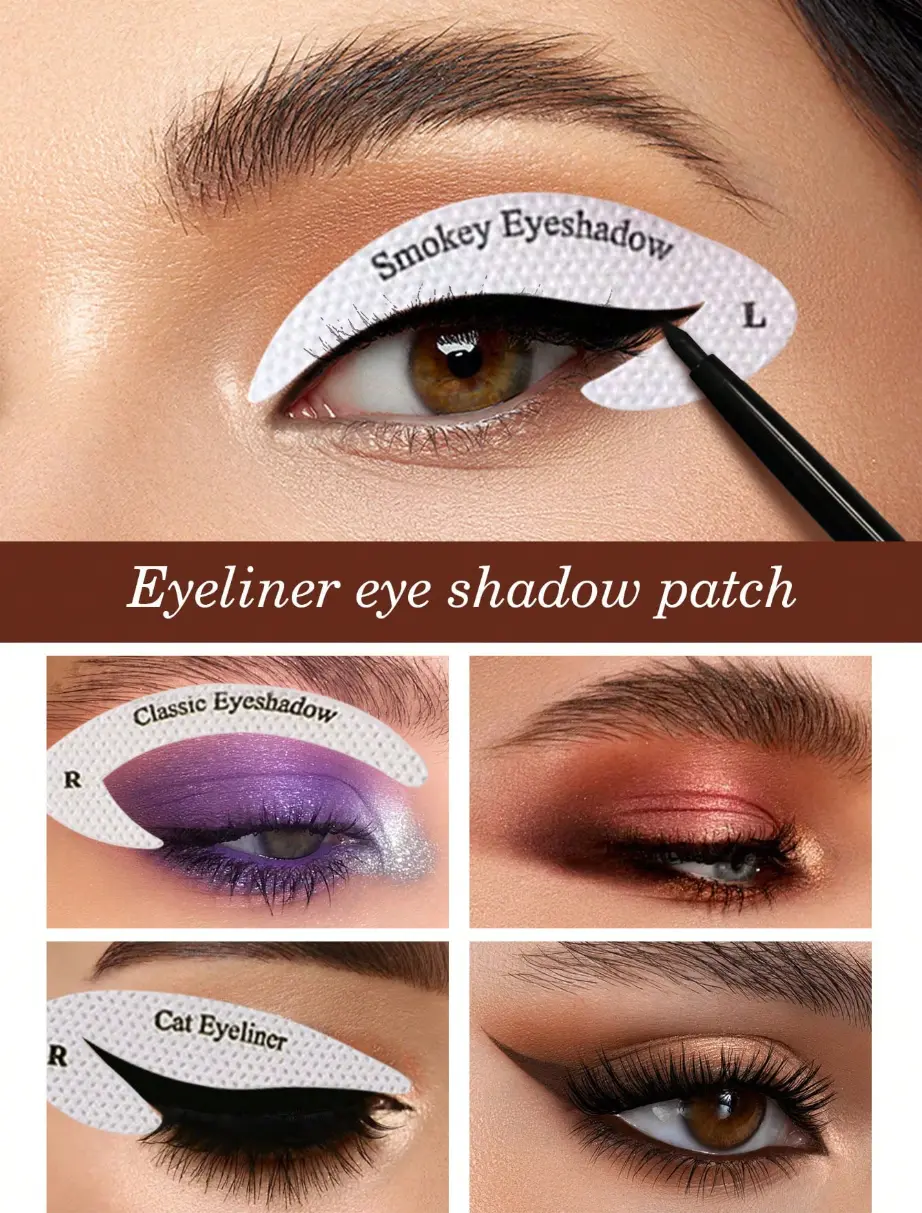 Reusable Eye Makeup Sticker Patches Different Shapes Eyeliner Eyeshadow Application Templates