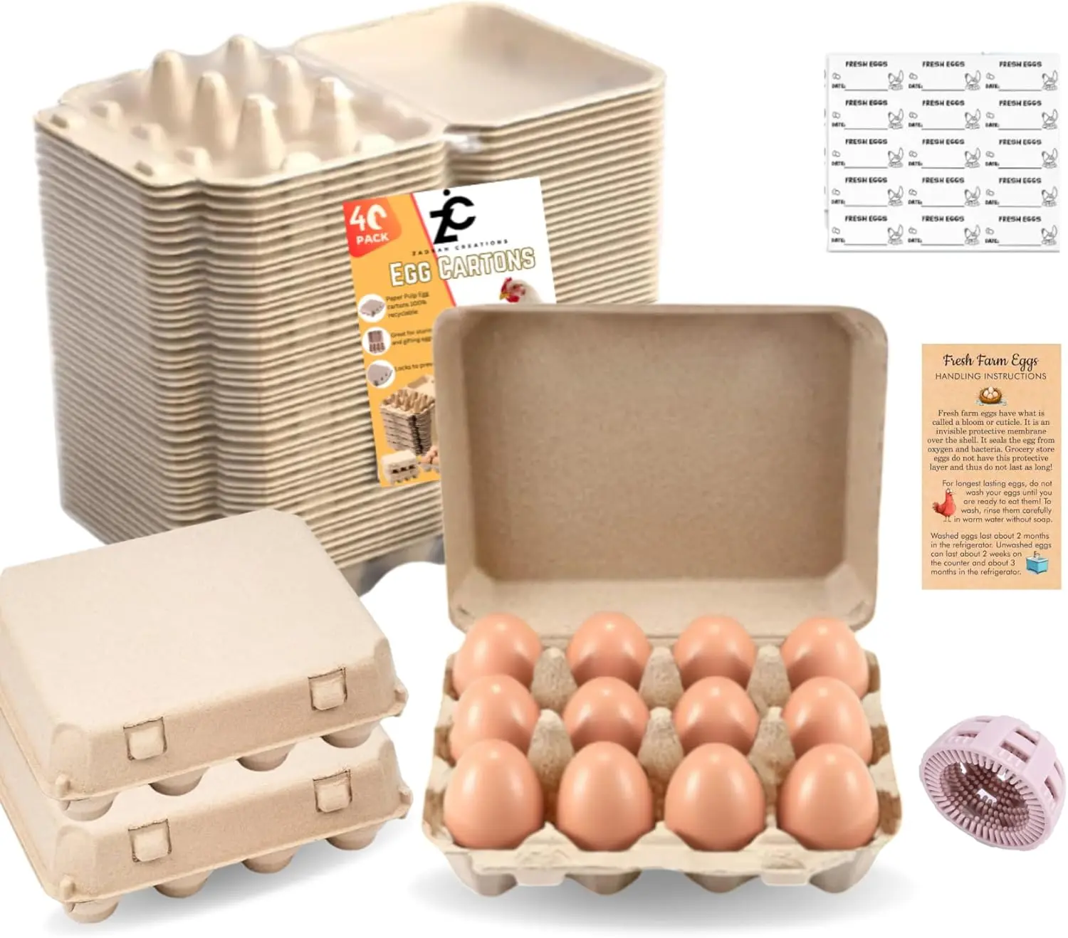 40 Pcs Egg Cartons Cheap Bulk, 3x4 Eggs 12 count Pulp Paper Egg Tray Egg Tray Container for Supermarkets, Kitchen, Vegetable Markets