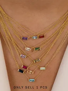 Fashion Zircon Necklace for Women, Birth Month Jewelry Gift, Electroplated real gold, Perfect Birthday Present, Artificial, Solstice Gemstone Necklace