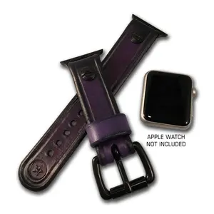 Purple Stressed Leather Apple iWatch Straps & Black Hardware