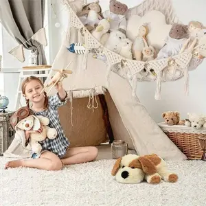 Plush Animal Toy Storage Hammock, Large Hanging Doll Corner Organizer Decor, Playroom Kidsroom Organizer, Cute Plush Net for Kids Bedroom Living Room Decoration, Hanging Basket