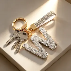 Women's Bag Charm Rhinestone Alloy Soft Clay Personalized Mini Purse Accessory for Car Keys Gift Keychain
