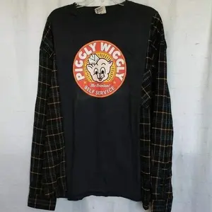Piggly Wiggly Upcycled Vintage Oversized Flannel Top