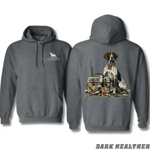 Duck Hunting Dog Hoodie – Southern Outdoor Graphic Sweatshirt Featuring Pointer Dog and Gear – Fall Camo Hoodie for Hunters, Men and Women Outdoor Lifestyle