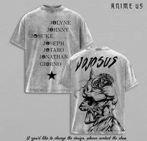 Jojosus Anime Style Shirt | Vintage Washed Tee | Muscular Saint Graphic | JoJo Inspired Art Streetwear | Unique Christian Aesthetic Oversized T-Shirt