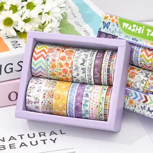 Box of 21 Rolls Japanese Washi Tape Set, Decorative Adhesive Stickers for Scrapbooking, Journaling & Scrapbook Page, Perfect Gift Idea, Scrapbook Materials