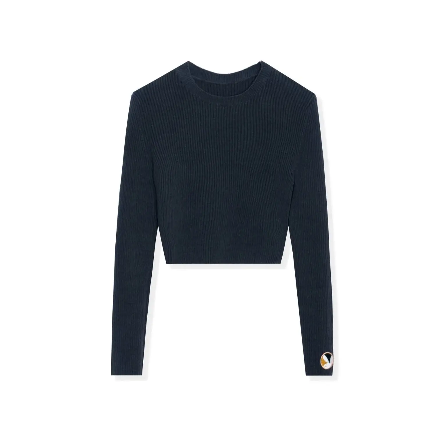 Playboy Women's Cropped Ribbed Long Sleeve Top