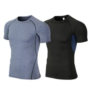 gunwook compression shirt Men's Summer Running Tights, Quick-drying Breathable Short-sleeve Sportswear for Gym, Basketball Training and Running