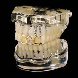 Hollow Out Zircon Grillz Teeth Cap Hip Hop Style for Men and Women Y2K Personalized Party Jewelry Gift