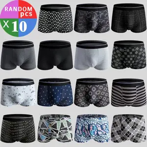 Men's Boxer Briefs Pack of 10 Assorted Colors Breathable Comfortable Casual Underwear for All Seasons Everyday Wear Menswear Print