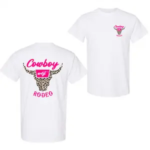 Cowboy Rodeo T-Shirt, Western Bull Skull Pink Leopard Graphic Tee, Trendy Country Style Streetwear for Men Women, Rodeo Fan Outfit, Graphic T-Shirt Deals, Men Clothing Sale, Men’s Summer T-Shirts, Outdoors T-Shirt