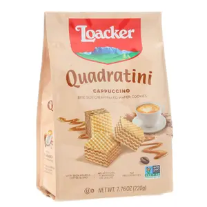 Loacker Quadratini - Crispy Wafer with Cappuccino Cream Filling - 250g - Italian Snack