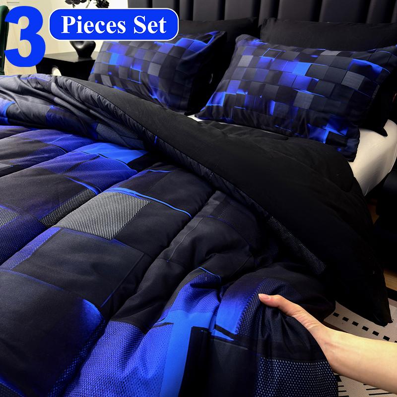 Four Seasons Technology Bedding Set 3 /7 piece quilt set, digital printing, available all year round, a must for avant-garde bedrooms, instantly adding a cyber atmosphere, a modern room quickly refreshed, technology-themed bedding, bedroom decoration,