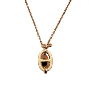 Pre-owned Mini Maillon Pendant Necklace Crème/Rose Gold