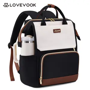 LOVEVOOK Laptop Backpack for Women with Giant Tumbler Holder Pocket, 15''/17'' Travel Work Backpack Purse for Nurse Teacher, Waterproof School Bag College Bookbag Cute Casual Daypack for Girls. Summervibes