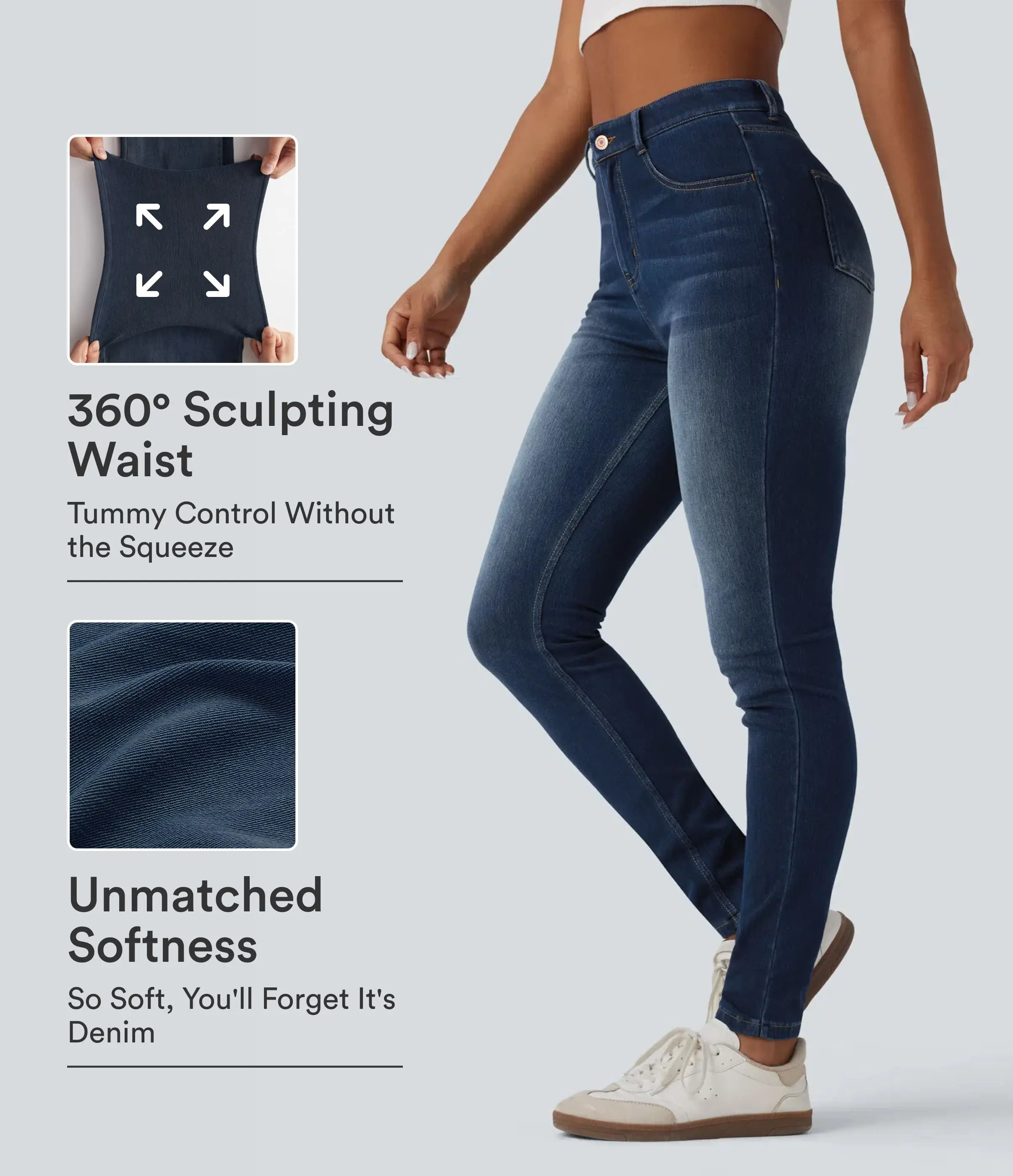 Halara Flex High Waisted Casual Skinny Jeans with Pockets Halara Flex High Waisted Casual Skinny Jeans with Pockets