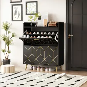 Shoe Cabinet Storage with 2 Flip Drawers, Narrow Organizer with Metal Legs, Freestanding Shoe Rack for Entryway Living Room 8.7"D x 31.6"W x 40.2"H Deals For You Days Wall