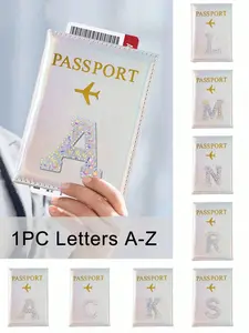 Colorful Diamond Letter A-Z Passport Holder, Unisex Vintage Business Travel Wallet, Portable Laser Design, Perfect for Flight & Outdoor Travel