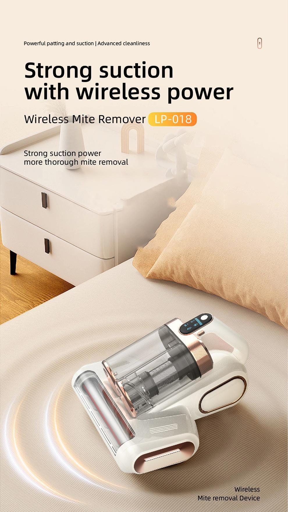 Mattress Vacuum Cleaner with UV-C Lamp & LED Display 13kPa Suction Brushless Motor HEPA Filter for Beds Sofas