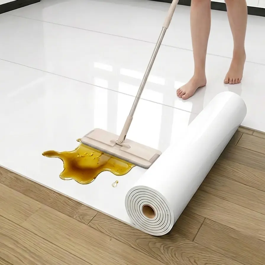 Thick Glossy Floor and Wall Stickers, Removable Vinyl Flooring, Durable Waterproof Stain-Resistant, Easy Clean, Bathroom Kitchen Living Room RV Renovation, Durable Pvc Material