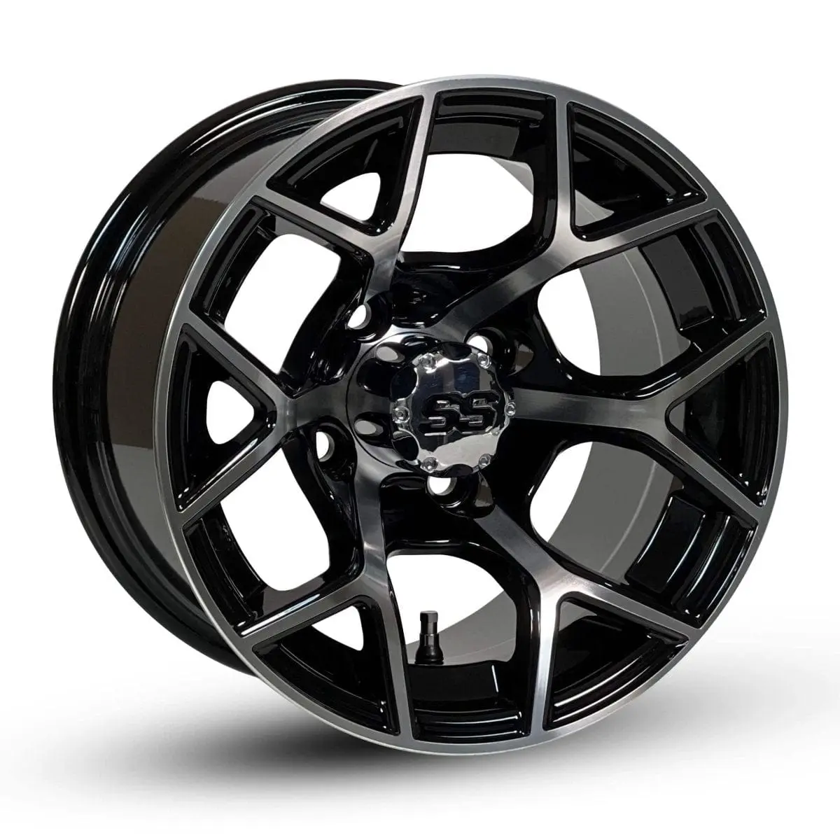 12" Rally Black/Machined Golf Cart Wheels - 12" Diameter, 7" Width, ET-25 Offset, 4x101.6 Bolt Pattern, Complete Specs for Leisure & Outdoor Recreation Use, Outdoor Sports, Replacement Wheels
