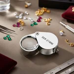 Foldable Portable Jewelry Loupe with HD Dual Lenses for Coin Gemstone Diamond Grading Inspection Adjustable Compact Magnifier Tool for Jewelers Coin Collectors Anti-Scratch Mirror Plant Specimen Observation