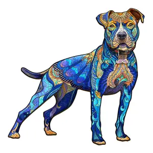 Pitbull Wooden Jigsaw Puzzle for Adults and Kids Unique Shape Animal Wood Puzzles Challenging Puzzle, Family Game Creative Gifts，Laser-Cut Durable HDF Wood Puzzle