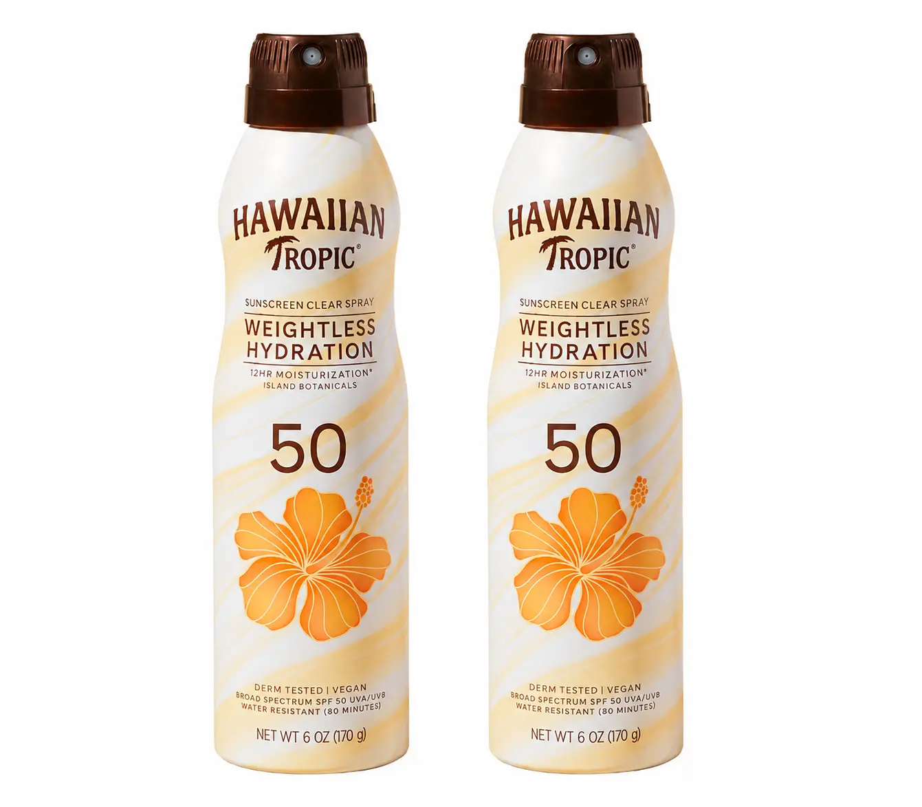 Hawaiian Tropic Silk Hydration Weightless Body Sunscreen Spray - SPF 50, Avobenzone Blend, 6oz, 2-Pack, Body Care, Apply 15 Min Prior Use