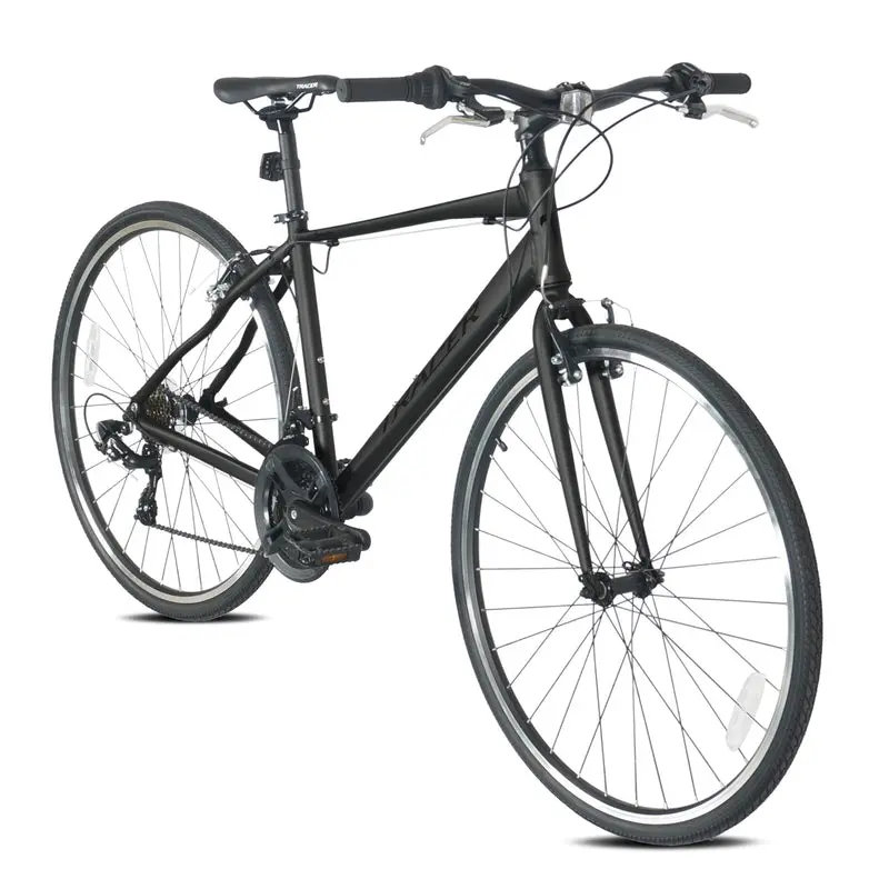 Tracer Braver 700C Hybrid Aluminum Road Bike - 21-Speed Shifter, Cycling Frames, Road Bike Frame, Medium-Matte Black, Suitable for Riders 5.4-6.4 ft