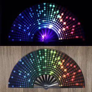 Large Fluorescent Folding Clack Hand Fan, Kungfu Fan, Glow-in-the-Dark Party Fan, Loud Snap Popping Fan for Line Dance, Rave & Music Festivals, Carnival, Performance Cosplay, Costume & Cooling, Decorative Neon Disco Glow Party Supplies