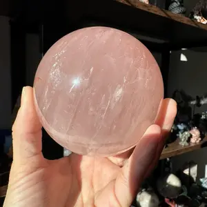 Rose quartz crystal spheres