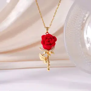 LisiZen Fashion Dripping Oil Rose Versatile Collarbone Chain Elegant Personalized Necklace Choker Valentine's Day Women's Small Gift DZXL4035
