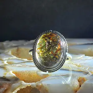 Copper and Black Rutilated Quartz Ring