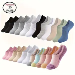 20 Pairs Invisible Socks - Soft Polyester Blend, No-Show Design for Sports, Casual, and Formal Wear, Machine Washable, Casual Wear Socks | Minimalist Socks | Knit Construction, Socks Menswear Man no-show design