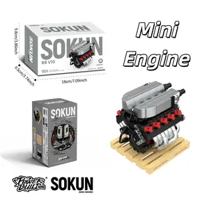SOKUN R8 V10 Engine Building Blocks Set, R8 V10 Naturally Aspirated Engine Model Kit, MOC Mechanical Engine Building Toy for Adults & Car Enthusiasts, Collectible Desk Decoration & Ideal Gift