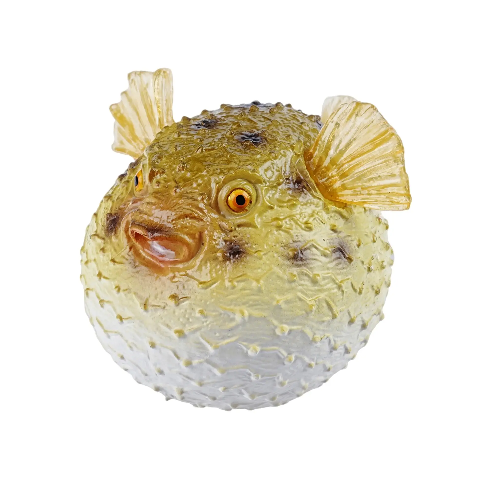 Toymany Hand-Painted Plastic Pufferfish Figurine - Small-Size Unisex Realistic Animal Model, Ideal for Early Education, Montessori Sensory Play, Cake Decor, Collectible for Enthusiasts & Thoughtful Gifts