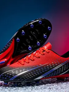 Unisex Low Top Soccer Shoes, PU Leather Upper, Striped Design, Ideal for Matches and Training, All-Season Wear, Durable Structure