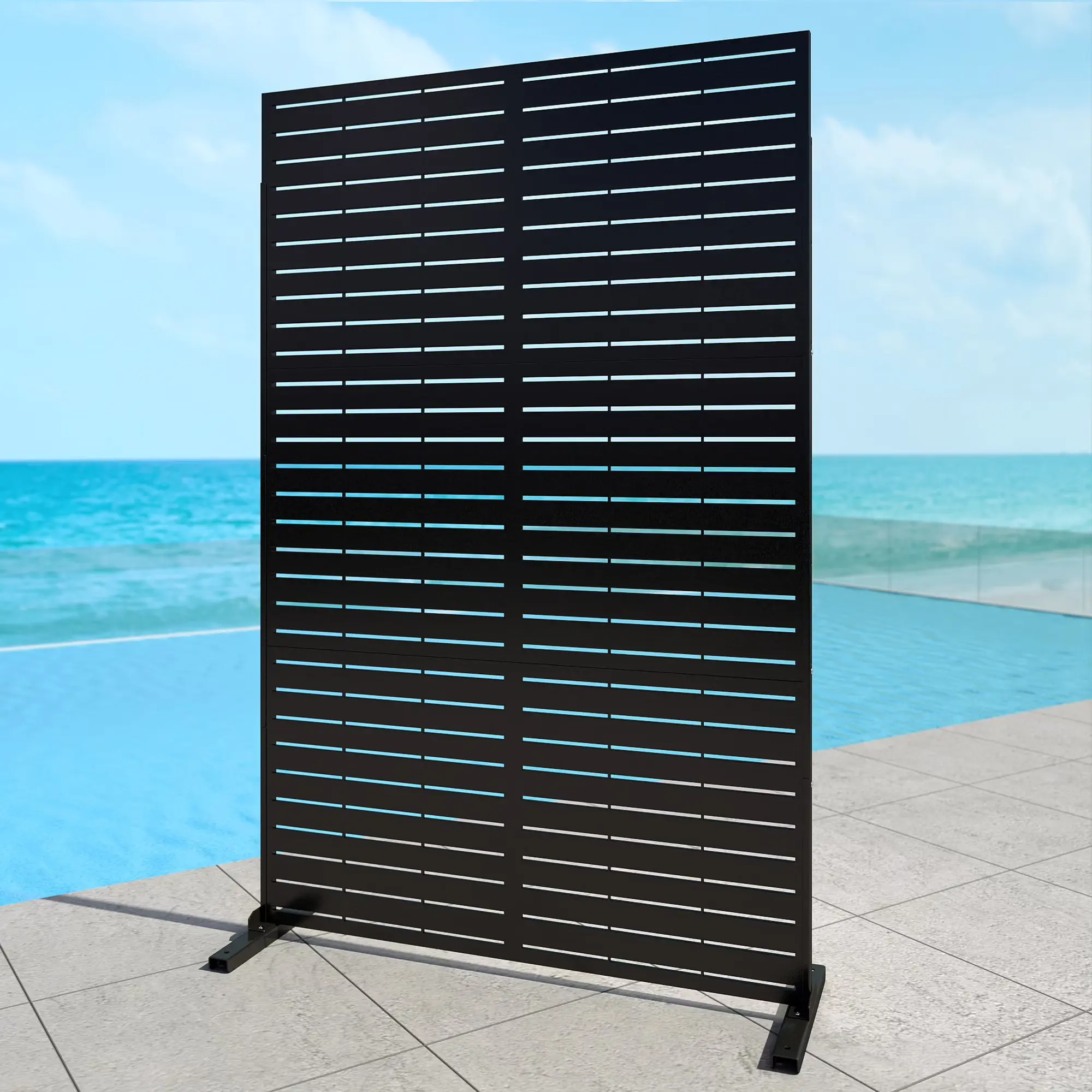 NAVINE Outdoor Galvanized Steel Privacy Screen - 72''H x 47''W Resilient, Corrosion-Resistant Freestanding Fence for Patio, Garden Decor with Easy Installation, Sun Exposure Protection & Decorative Versatility