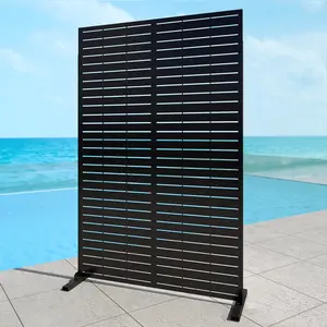 NAVINE Outdoor Metal Privacy Screen, 72'' H x 47'' W Galvanized Decorative Screen, Freestanding Decorative Fence for Patio, Lawn, Garden, Deck, Balcony, Backyard