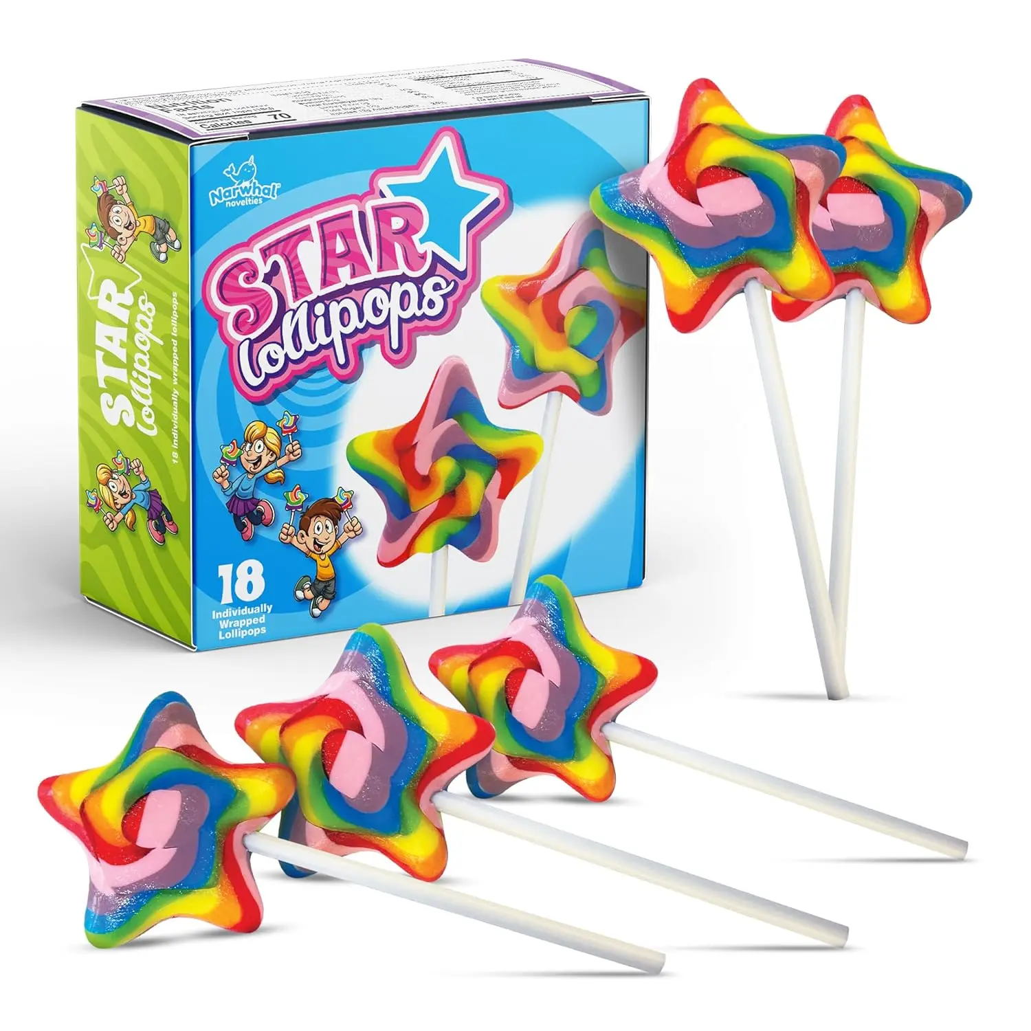 FLASH SALE - Rainbow Star Lollipops Swirl 18 PCS - Star Shaped Lollipop ...
