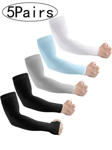 5 Pairs Fashion Sun Protection Ice Silk Arm Sleeves, Unisex Summer UV Protection, Ideal for Outdoor Driving Fishing Golf Cycling Running Sports Arm Sleeves Cooling Arm Sleeves