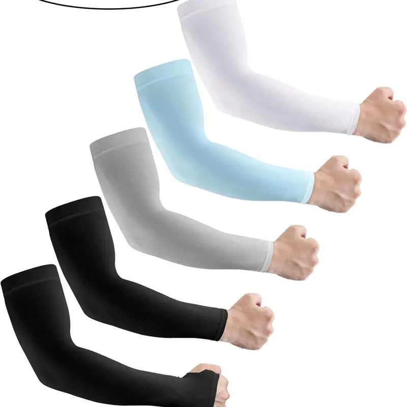 5 Pairs Fashion Sun Protection Ice Silk Arm Sleeves, Sleeves Packs, Unisex Summer UV Protection, Ideal for Outdoor Driving Fishing Golf Cycling Running Sports Arm Sleeves Cooling Protective Sleeves Cooling Arm Sleeves Cooling Arm Covers