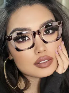 Women's Retro Fashion Square Frame Anti-Blue Light Glasses, Transparent Lenses for Computer Reading Gaming TV Phone Use Square Frame Eyeglasses