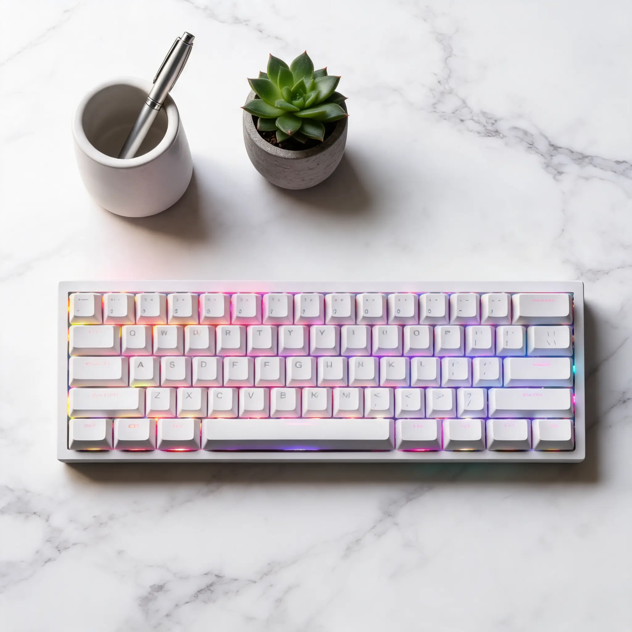 60% Hot Swappable Mechanical Gaming Keyboard, 61-Key Pure White Wired Keyboard for PC Gaming, Office Use